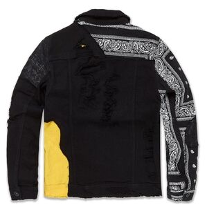 MEN'S PAISLEY DENIM TRUCKER JACKET (POLLEN)